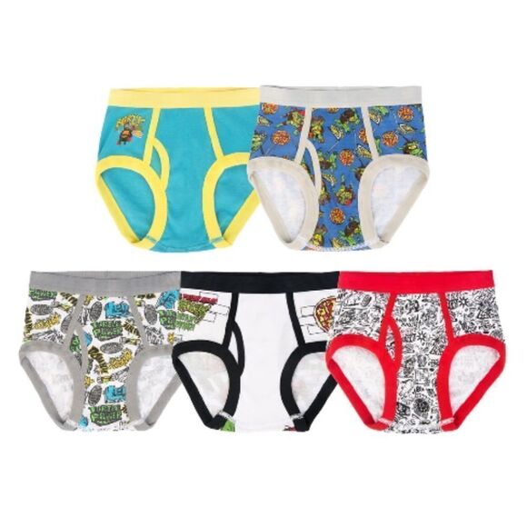 Boys Teenage Mutant Ninja Turtles Character Underwear Briefs 2, 5-Packs Size 6 - Picture 5 of 8